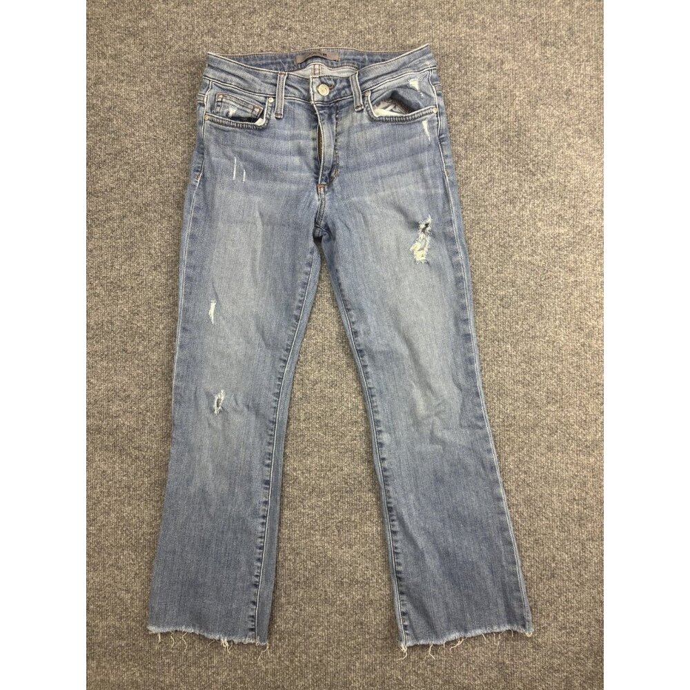 Joes Jeans Lambton Straight Jeans Womens 26 Light Wash Distressed Denim Raw Hem